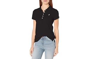 Nautica Women's 5-Button Short Sleeve Breathable 100% Cotton Polo Shirt