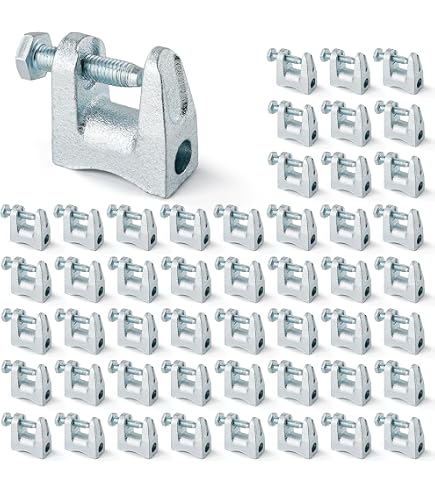 Top Beam Clamps – UNC 3/8 Iron Safety Rod Clamp, 3/4" Jaw Opening, 20-Pack, For Vertical Piping Support On Copper, PVC