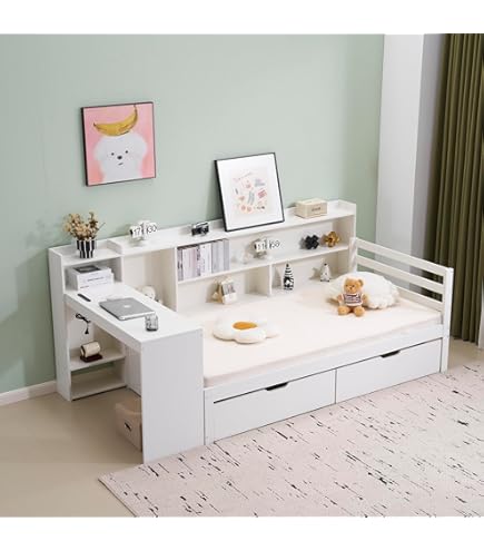 Amazon｜システムベッド 大人 天然木パイン材 デスク付き 階段収納