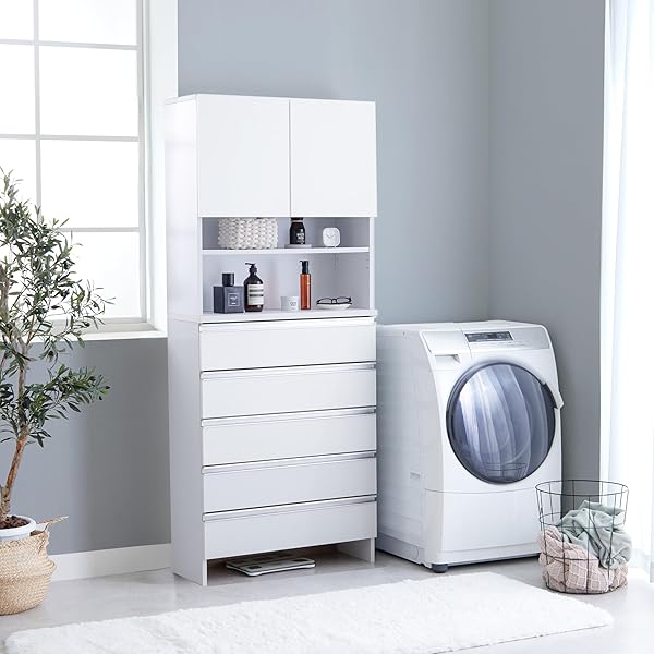 Amazon.co.jp: アルファタカバ 脱衣所 奥行30cm ランドリー収納 棚