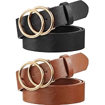 2 Pieces Women Leather Belt Faux 