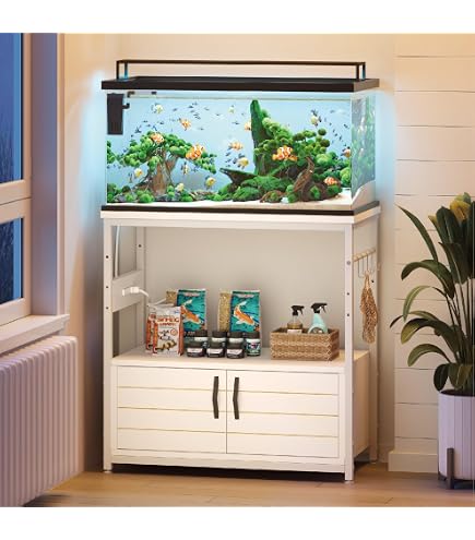 Amazon | Bgyftw幅120x奥行50x高さ80cm水槽棚 組立式水槽台 木製 ドア