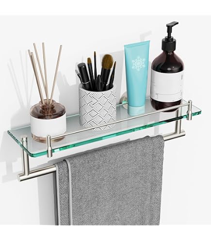 Hand Towel Holder With Shelf – Oval 304 Stainless Steel, Adhesive Or Screw Mount, 8.46 X 4.92 Inch, Wall Mounted Ring & Storage Shelf For Bathroom, Kitchen, Sink (Silver)