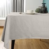 SEASHORE TREE テーブルクロス 撥水 おしゃれ table cloth 布 麻 リネン 120x160cm 防水 厚手 無地 北欧 丸洗い お手入れ簡単 家庭用 食卓用 耐熱 長方形 - ベージュ