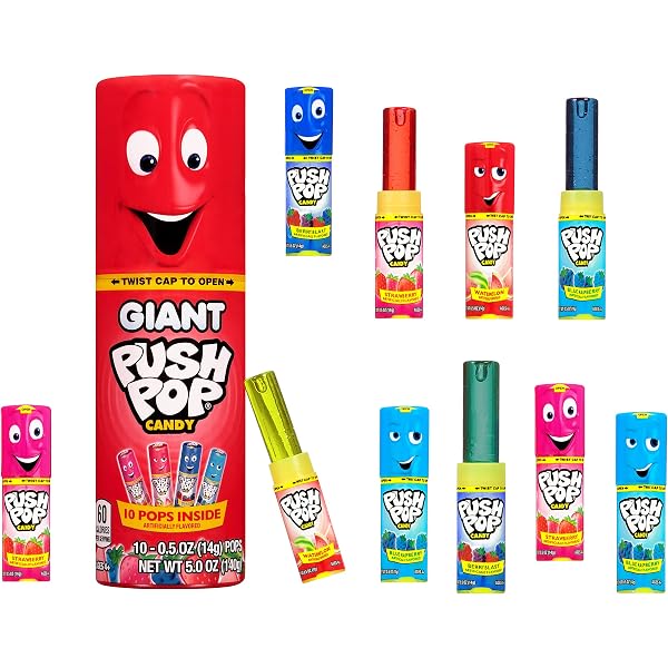 Push Pop Giant Container With Individually Wrapped Lollipop Easter Variety Party Pack Lollipop Suckers In Fruity Fun Candy For Easter Candy Gifts Easter Baskets Assorted Flavors 10 Count Amazon Sg Grocery