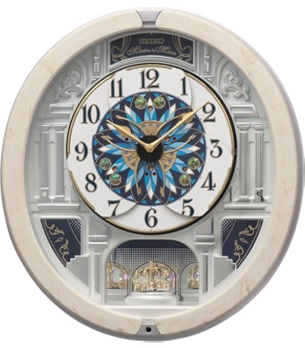 Seiko Clock Wall Clock, Karakuri Clock, Radio Watch, Light Gold