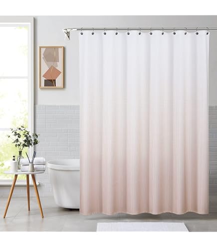 Tenda Doccia SKL Home Mori In Rosa Cipria | 180x180 Cm | Poliestere Con Peso In Orlo | Design A Medaglioni - 3