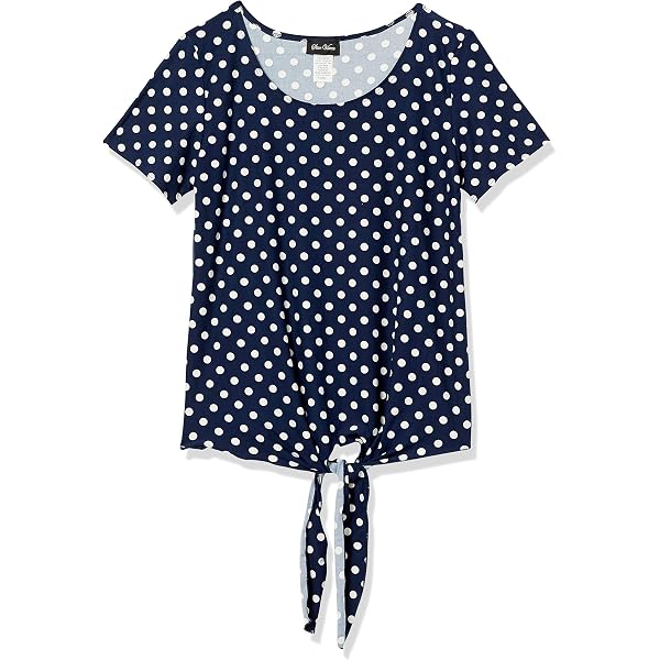 Star Vixen Women's Petite Short Sleeve Tie-Front Knit Top - Smooth, Wrinkle-Resistant Casual Blouse
