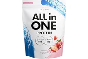 アンビーク オールインワン プロテイン ホエイ ストロベリー風味 ビタミン11種配合 ミネラル4種配合 国産 1kg (ストロベリー, 1kg×1個)