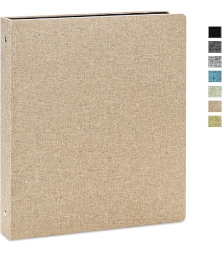 3-Ring Binder With Clipboard - Linen Cover, 1 Inch, 2 Pockets For School, Office & Home