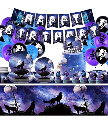 Werewolf Moon Happy Birthday Cake Topper - Wolf Roar At The Moon Happy Birthday Cake Topper - Cheer To Wild Animal Wolf Party Cake Topper - Boy's...