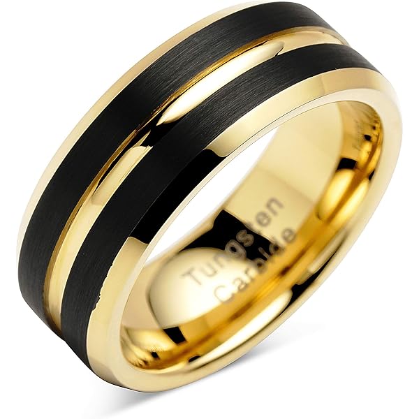 100S JEWELRY Personalized Tungsten Wedding Band - Two-Tone Gold & Silver, Sizes 6-16, 8mm Width