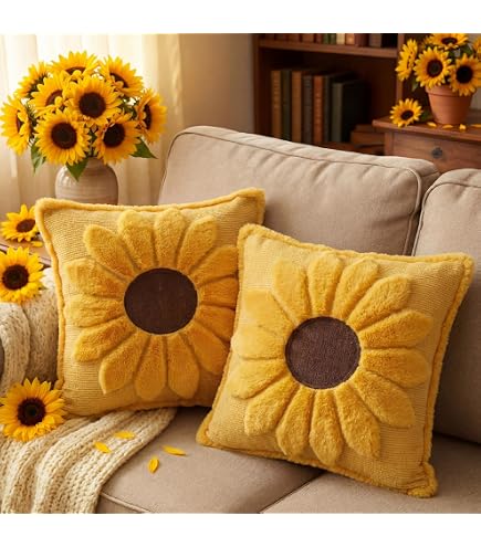 Amazon | Syhonic ハンドメイド ひまわり ラグ マット 25×25インチ 花