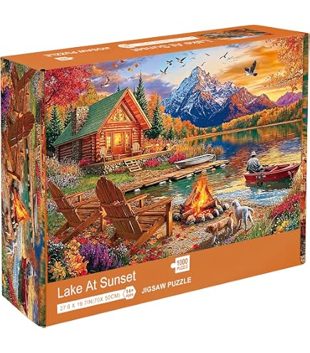 HUADADA 1000 Piece Autumn Village Puzzle - Adult Jigsaw Puzzle With Poster
