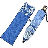花柄ジャガードと刺繍ボーダーの晴雨兼用折りたたみ傘 エンブロイダリー 皇室御用達前原光榮商店製 UVカット加工 レディース 女