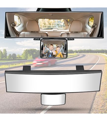 4-in-1 Panoramic Rear View Mirror - Wide Angle Clip-On With Baby Mirror For Car/Truck/SUV