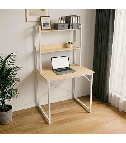 Amazon | パソコンデスク H型 収納ラック 2個付き 80cm-130cm 学習机