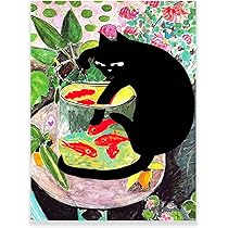 Amazon.co.jp: マティス 金魚と猫 ポスター 有名な絵画の猫 写真