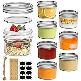 ComSaf Mini Mason Jars 4oz - 8 Pack, Regular Mouth Mason Jar with Lids and Seal Bands, Small Glass Canning Jar for Spice, Jam