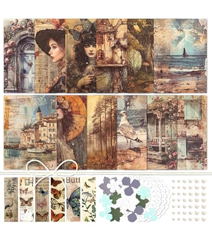 海外製　ヴィンテージ　アンティーク　デコパージュパネル　スクラップスクリーン Amazon | ヴィンテージ パターン ペーパー スクラップブッキング