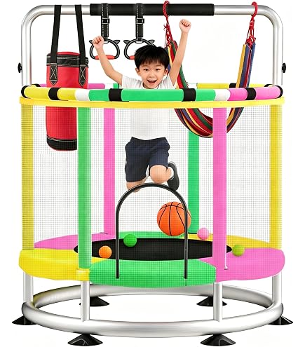 Amazon | トランポリン 子供用 直径120cm 安全ネット付き 高耐久 強力