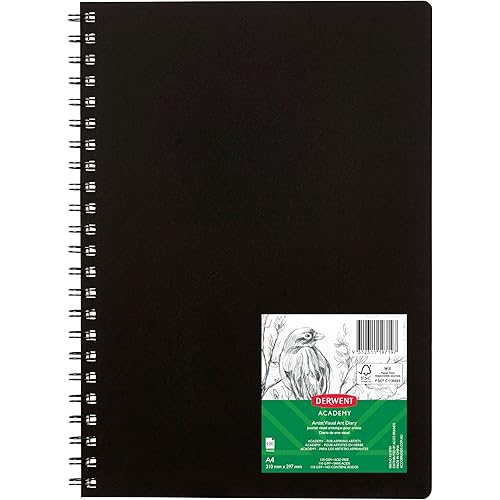 DERWENT ACADEMY VISUAL ART DIARY, PORTRAIT 120 PAGES BLACK A4