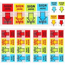 XD4-624Pcs Sign Here Tabs Sign Date Tabs, Sign Here Stickers, 8 Colors Dispenser Arrow Flag Sign Tabs Sign Date Sign Stickers Easy Post Notary Books Paper 12 Pac - View #10