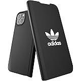 アディダス iPhone13ケース 手帳型 トレフォイル FW21 デザイン ブラック [adidas iPhone 13 カバー black/white BASIC Booklet]