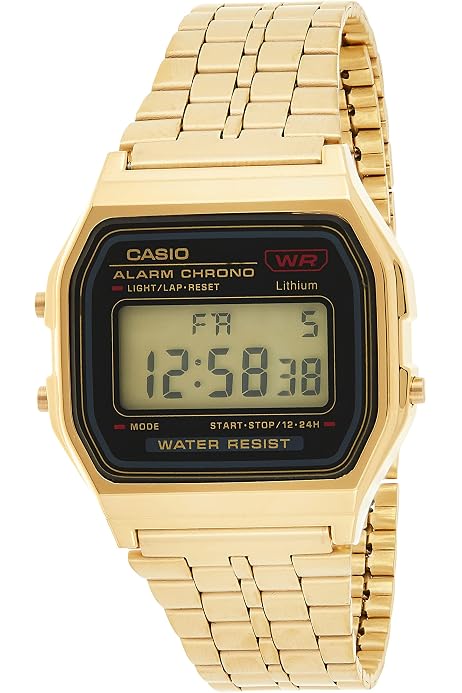 Vintage Gold Tone Alarm Digital Watch 
