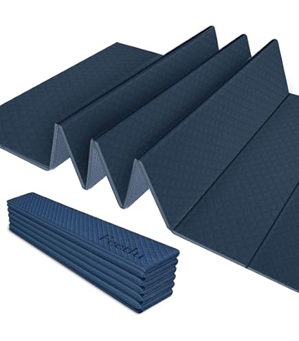 ProsourceFit Tri-Fold opvouwbare dikke oefenmat 15,5 cm x 2 cm met handgrepen voor MMA, gymnastiek core work-outs, blauw