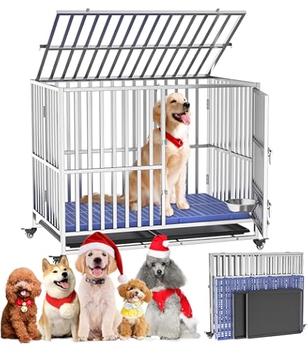 Amazon.co.jp: 犬 ゲージ 大型犬 ゲージ ペットケージ 屋根付き