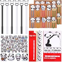 78 Pcs Panda Pens Set Cute Animal Panda Gel Ink Pens Paperclip 