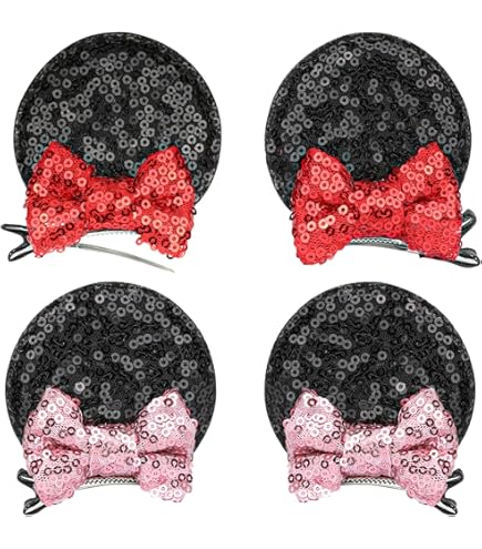 Amazon.co.jp: Sawowkuyaミッキーマウスイヤーヘアクリップ、ピンク