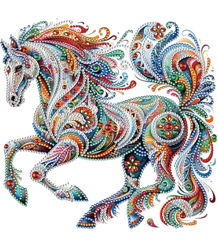 Amazon.co.jp: LEADINTOP ダイヤモンドアート 美しい 馬 不規則ビーズ