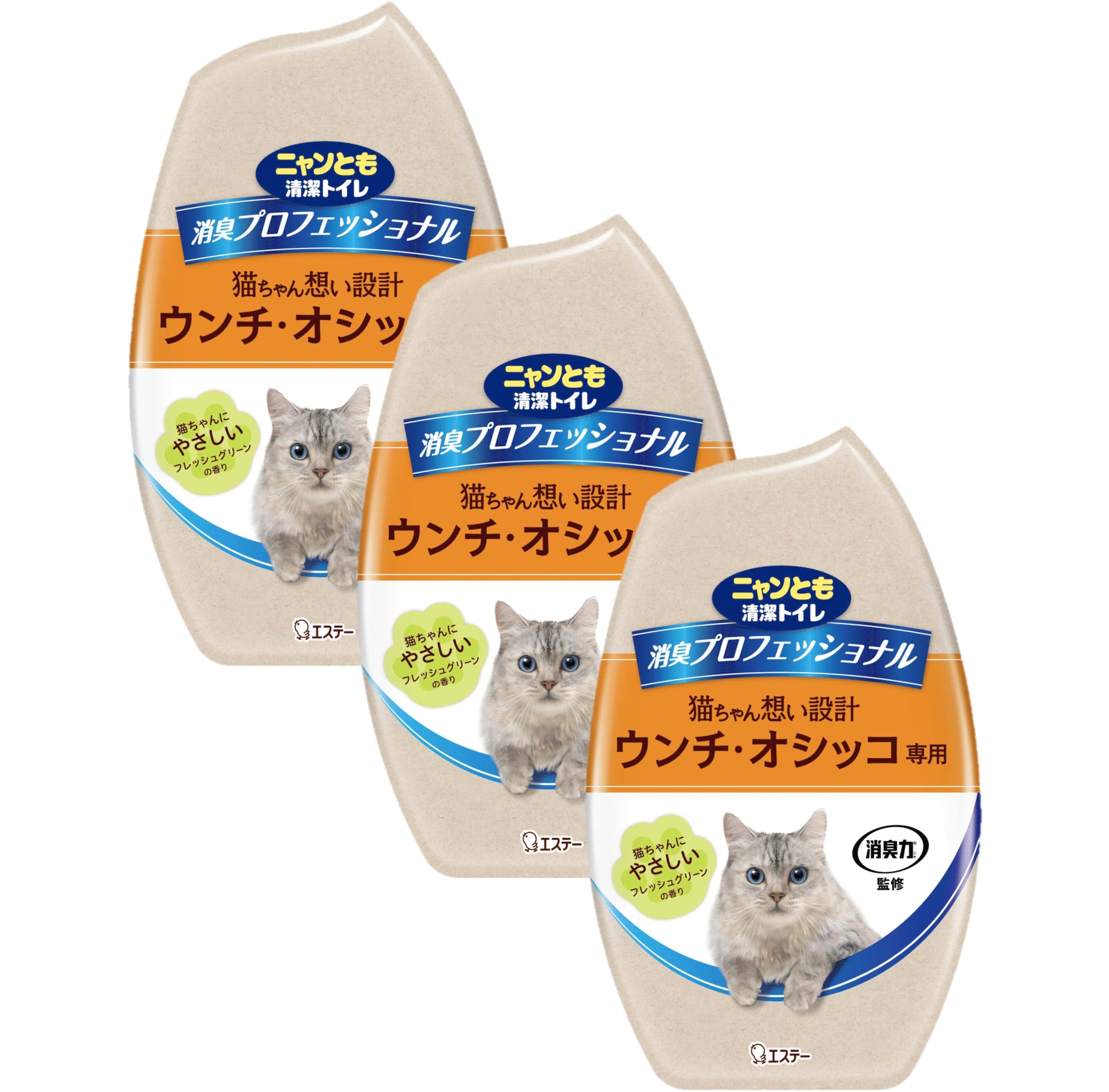 【プライムデー】【52%OFF】【797円】 エステー ニャンとも清潔トイレ 消臭プロフェッショナル 置き型消臭剤 フレッシュグリーンの香り 400ml×3個