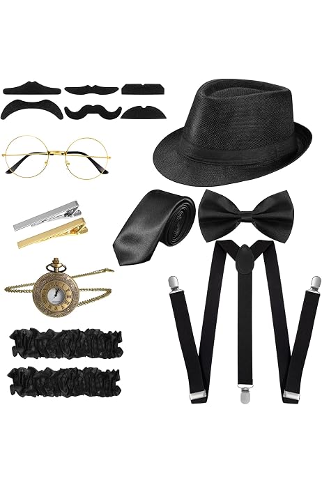 1920s Set Fedora Gangster Hat Costume 