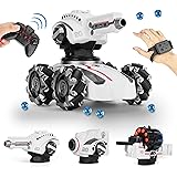 CXJ 3 Head RC Tank Car, Shooting Water Bullets(Bomb) Remote Control Car, Kids 4WD Battle Stunt Car, Blow Bubble, Shoot Foam D