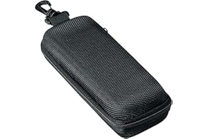 [Meigan] メガネケース メンズ レディース セミ ハードケース 軽量 じょうぶ ウレタン コンパクト 縦 四角 おしゃれ スクエア ファスナー式 持ち運び 便利 フック付き 012281 ブラック L