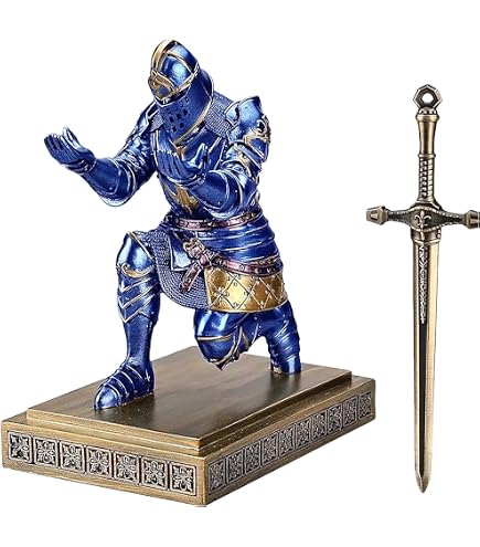 Amazon.co.jp: 騎士ペンホルダー、銀の剣戦士像ペンスタンド、携帯