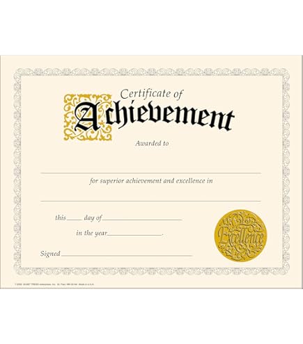 Blank Certificate Paper Awards Kit - Gold Foil & Seals For Kids & Adults (Pack Of 6)