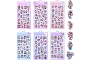 【6枚セット】3dシール ぷくぷくシール ステッカー 中身あり ぷっくり Ziifun 可愛い 中実 手帳用 ステッカー 女の子 貼り付け可能 かわいい 手芸用品 (E)