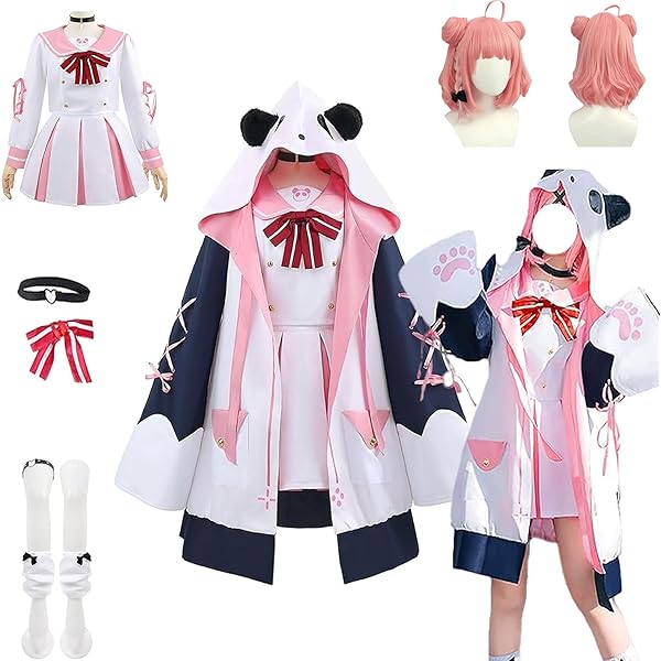 Amazon.co.jp: [楽コス] 笹木咲 コスプレ 衣装 VTuber 制服 パンダ