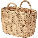 MUJI 無印良品 持ち手付オーバルバスケット 大 幅37×奥行18.5×高さ26cm ウォーターヒヤシンス 12057796