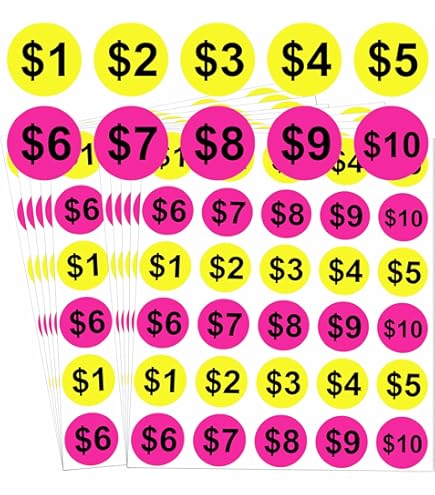 YOUOK Fluorescent Price Stickers - 500 Pack 1 Inch Round Circle Labels In Yellow & Pink
