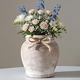 Lvases Ceramic Flower Vase for Home Decor, 6.5 inch Small Terracotta Vases for Farmhouse Rustic Living Room Table Centerpiece
