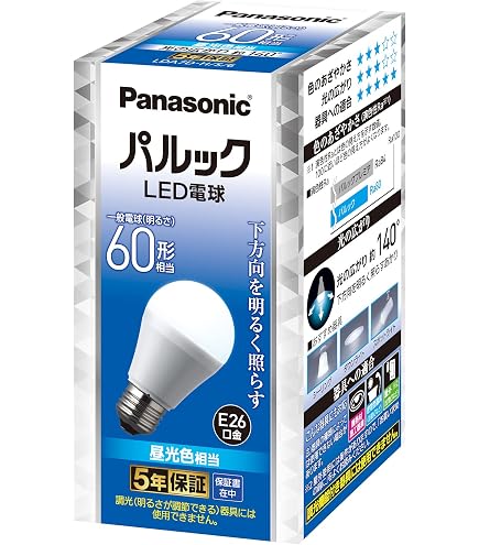 Amazon | パナソニック LED電球 口金直径26mm 電球60形相当 昼光色相当
