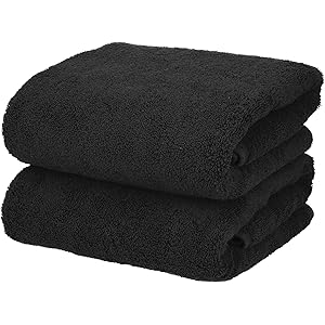 【Amazon.co.jp限定】タオル研究所 [毎日シンプル] #001 バスタオル ジェットブラック 2枚セット 高速…