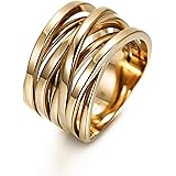 CIUNOFOR 13.7MM Cross Ring for Women Statement Engagement Ring Gold Rose Gold Plated Enhancers Ring Free Custom Engraved Ring