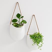Ceramic Wall Planters MyGift White Set Of 2 - Half Bowl Hanging ...