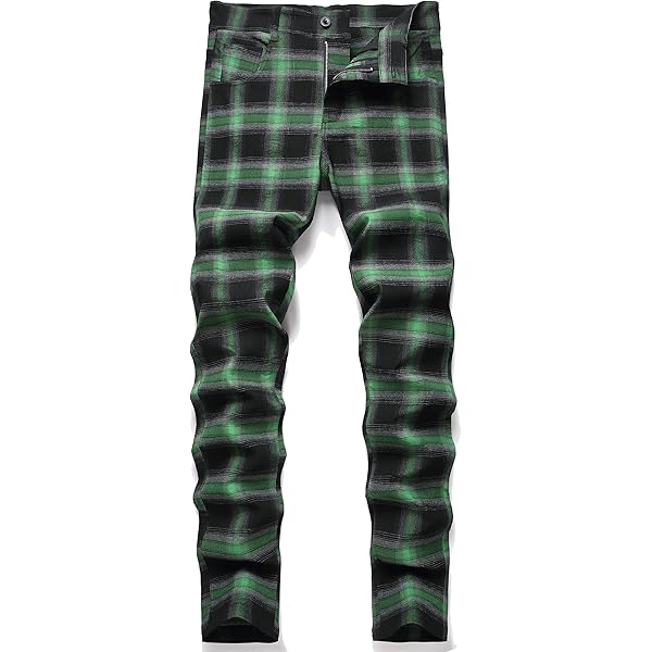 HENGAO Herren Stretch Jeans Regular Fit – Bequeme Karo-Hose Mit Elasthan Für Arbeit & Freizeit